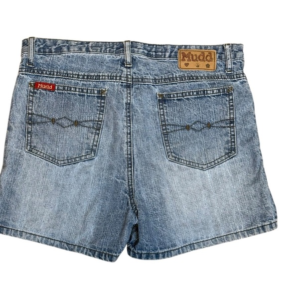 Vintage 90s Y2K Mudd Jean Shorts 16R Medium Wash Stretch Casual Classic Denim - Picture 3 of 10